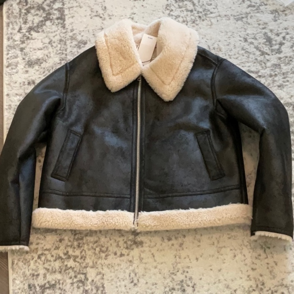 Mango Faux Shearling bomber